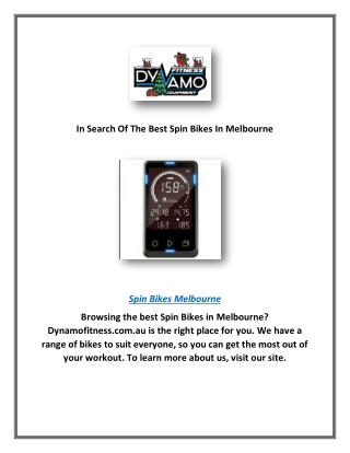 In Search Of The Best Spin Bikes In Melbourne