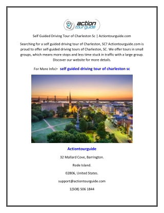 Self Guided Driving Tour of Charleston Sc | Actiontourguide.com