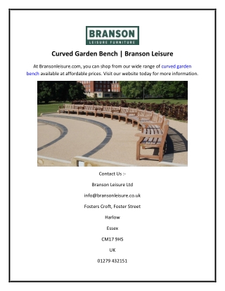 Curved Garden Bench  Branson Leisure