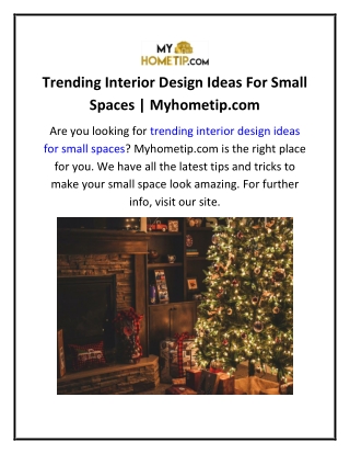 Trending Interior Design Ideas For Small Spaces  Myhometip.com