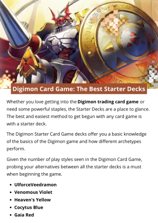 Digimon Card Game The Best Starter Decks