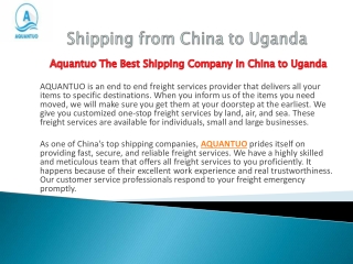 Shipping from China to Uganda