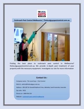 Cockroach Pest Control Melbourne | Thelocalguyspestcontrol.com.au