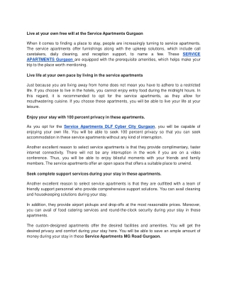 Service Apartments Gurgaon