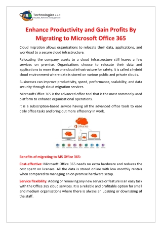 Enhance Productivity and Gain Profits By Migrating to Microsoft Office 365