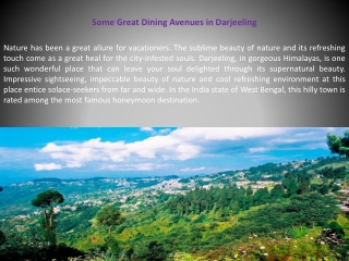 Some Great Dining Avenues in Darjeeling