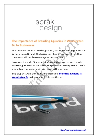 The Importance of Branding Agencies in Washington Dc to Businesses