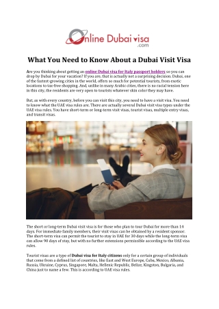 What You Need to Know About a Dubai Visit Visa