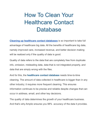 How To Clean Your Healthcare Contact Database