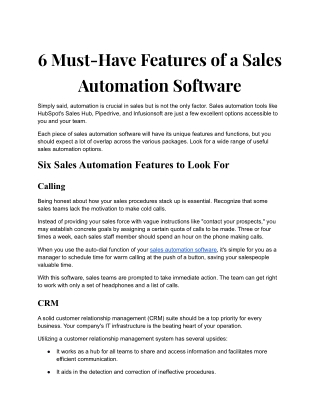 6 Must have features of a sales automation software.