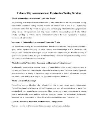 Vulnerability Assessment and Penetration Testing Services