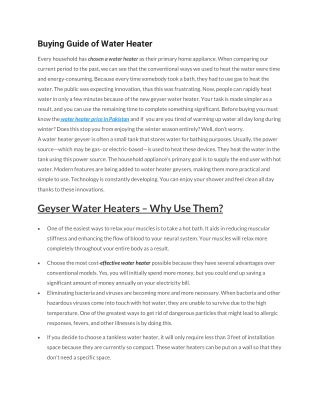 Buying Guide of Water Heater