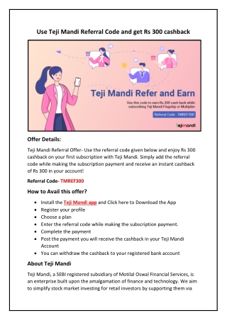 Use Teji Mandi Referral Code and get Rs 300 cashback