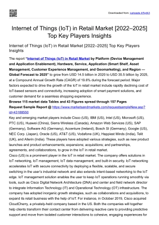 Internet of Things (IoT) in Retail Market [2022–2025] Top Key Players Insights