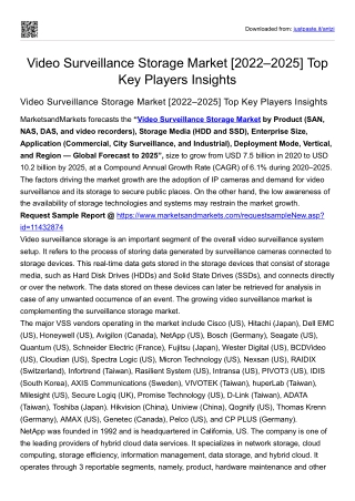 Video Surveillance Storage Market [2022–2025] Top Key Players Insights