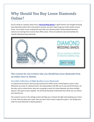 Why Should You Buy Loose Diamonds Online?