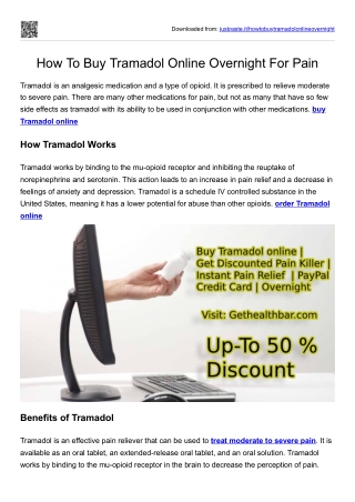 How To Buy Tramadol Online Overnight For Pain