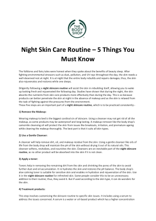 Night Skin Care Routine- 5 Things You Must Know