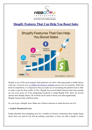 Shopify Features That Can Help You Boost Sales