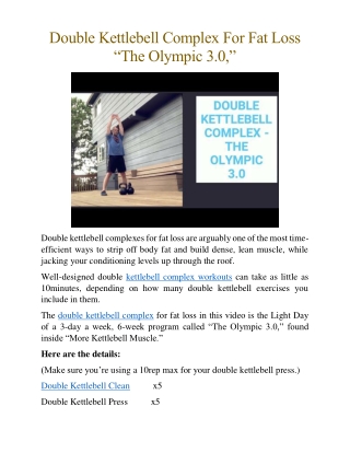 Double Kettlebell Complex For Fat Loss -“The Olympic 3.0,”