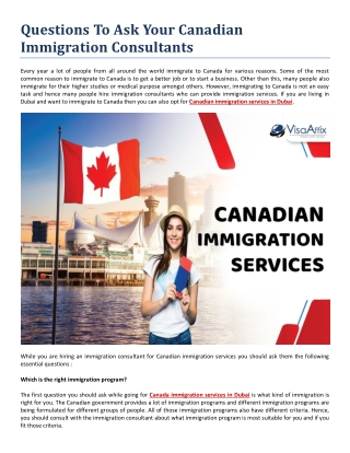 Questions To Ask Your Canadian Immigration Consultants