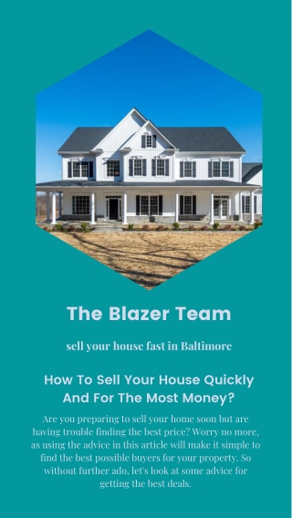 Sell Your Baltimore Home Quickly And Easily With Us