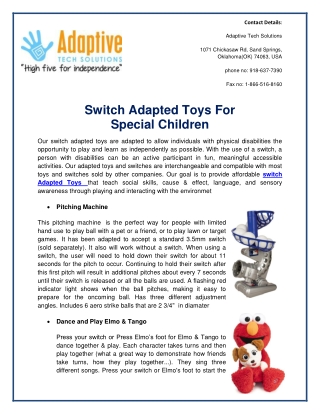 Switch Adapted Toys For Specia Children