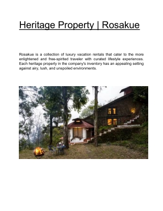 Heritage Property  | Rosakue