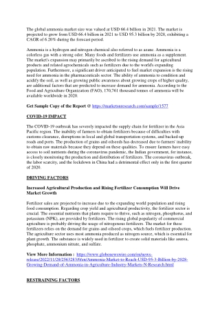 Ammonia Market Projected to be Resilient During 2028
