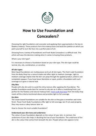 How to Use Foundation and Concealers?