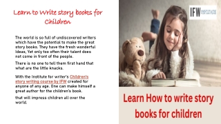 Learn to Write story books for Children