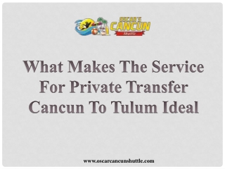 What Makes The Service For Private Transfer Cancun To Tulum Ideal