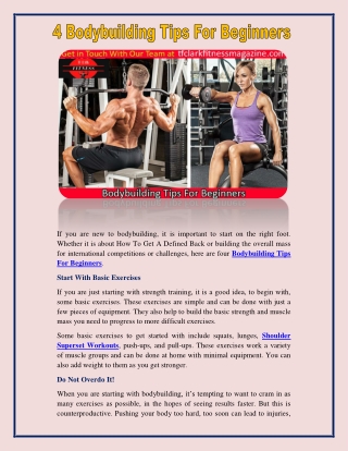 Bodybuilding Tips For Beginners