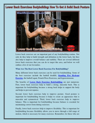 Lower Back Exercises Bodybuilding