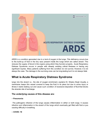 What is Acute Respiratory Distress Syndrome (ARDS) – Dr. Sheetu Singh