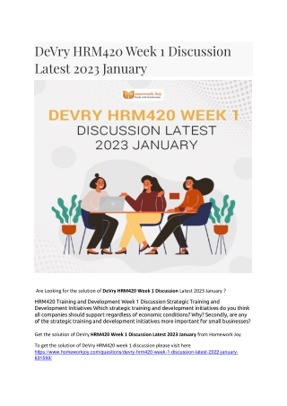 DeVry HRM420 Week 1 Discussion Latest 2023 January