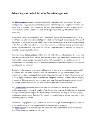 Admin Support - Administrative Team Management