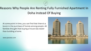 Reasons Why People Are Renting Fully Furnished Apartment In Doha Instead Of Buying