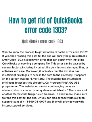 How to Fix QuickBooks Error 1303: Installer has Insufficient Privileges to Access Path to Directory?