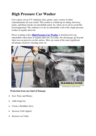 High pressure car washer