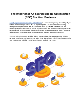 The Importance Of Search Engine Optimization (SEO) For Your Business