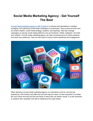 Social Media Marketing Agency - Get Yourself The Best