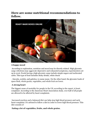 Here are some nutritional recommendations to follow