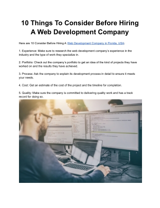 10 Things To Consider Before Hiring A Web Development Company