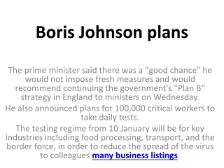 Boris Johnson plans