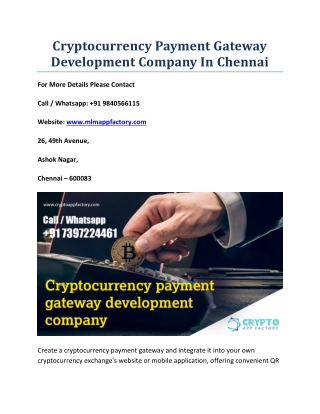 Cryptocurrency Payment Gateway Development Company