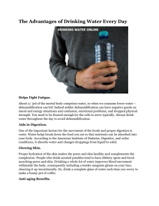 The Advantages of Drinking Water Every Day
