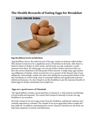 The Health Rewards of Eating Eggs for Breakfast