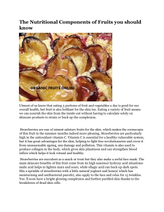 The Nutritional Components of Fruits you should know