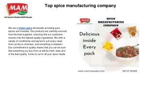 Top spice manufacturing company